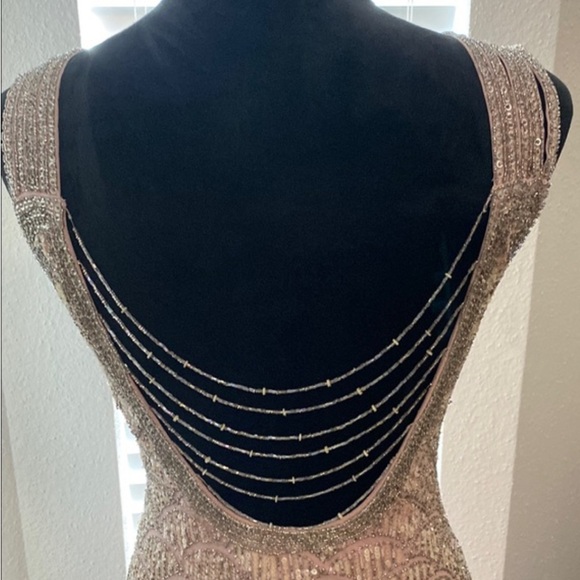 Vintage 90s Y2K 100% Silk Beaded Dress Flapper Mermaid Silk Dress Prom Flapper - Picture 3 of 10